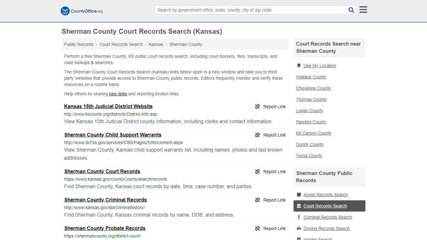 Sherman County Court Records Search (Kansas) - County Office